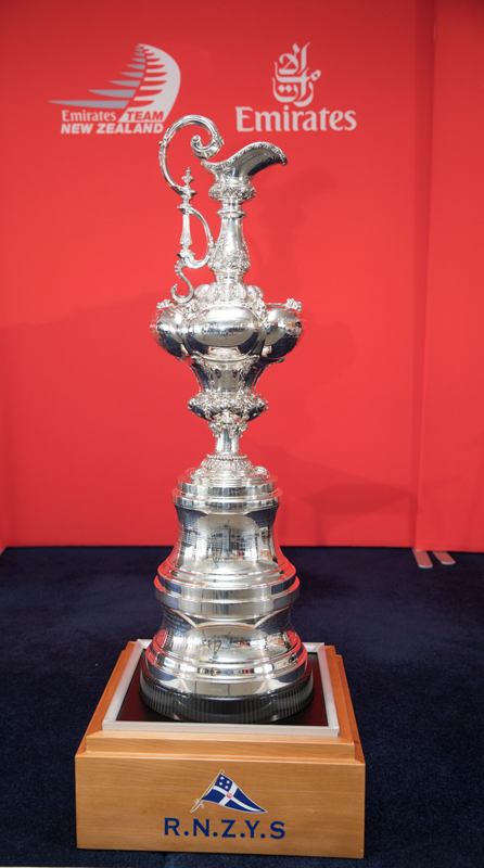 The America's Cup Trophy at the announcement of the Protocol of the 36th America's Cup at the Royal New Zealand Yacht Squadron